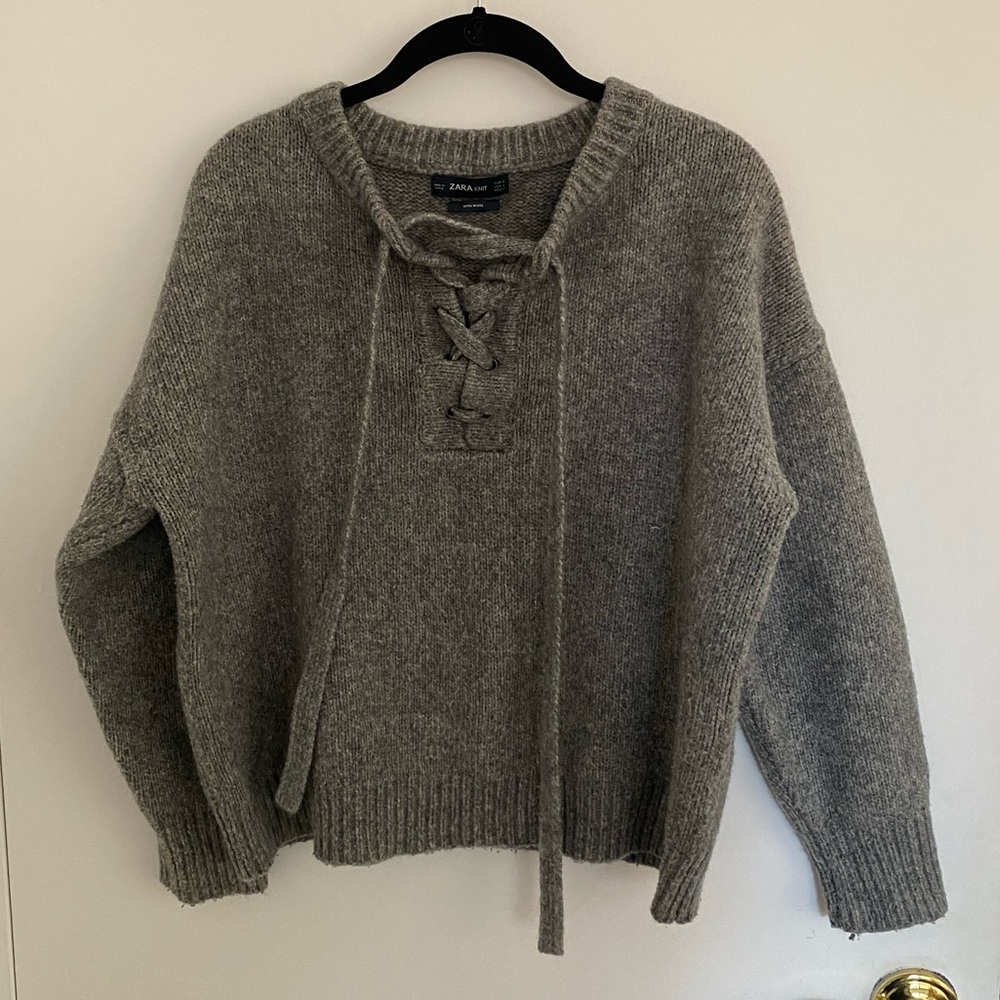 Zara knit sweater with ties detail